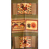 Hens & Flowers Green Check Wall Hanging