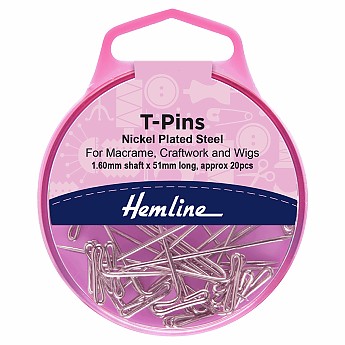Pins: T-Pins: 51mm: Nickel: 20 Pieces - Click to Enlarge