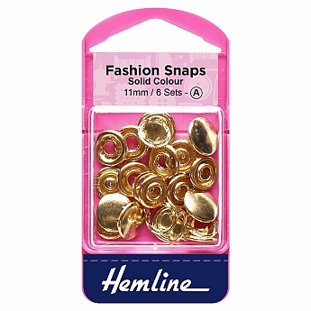 Fashion Snaps Solid Top 11mm Gold - Click to Enlarge