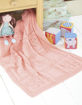 BUTTERFLY & FLOWER BABY BLANKET OR AFGHAN IN SNUGGLY DK - Click to Enlarge