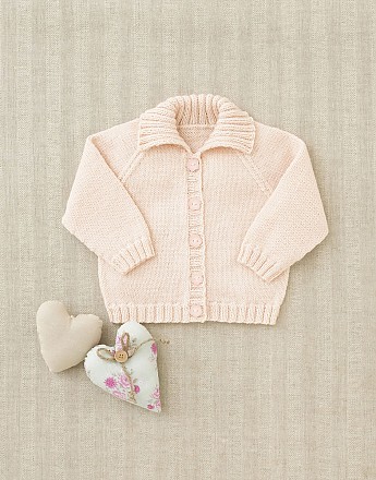 UNISEX BABY CARDIGAN WITH COLLAR IN SNUGGLY 4 PLY - Click to Enlarge