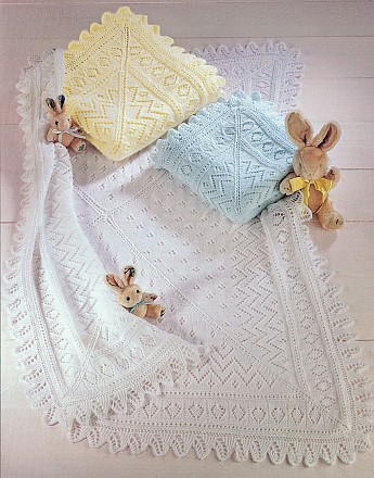 BABY SHAWLS IN SNUGGLY, 3 PLY, 4  PLY & DK - Click to Enlarge