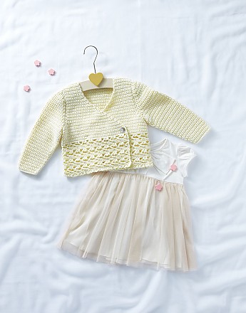 BABY GIRL'S CROCHET CARDIGAN IN SNUGGLY SOOTHING DK - Click to Enlarge