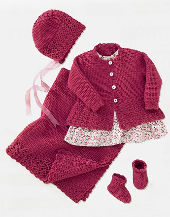 BABY CARDIGAN, BLANKET & ACCESSORIES IN SNUGGLY 4 PLY - Click to Enlarge