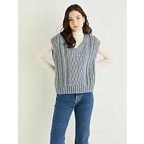 CABLE PANEL V NECK VEST IN HAYFIELD BONUS ARAN WITH WOOL