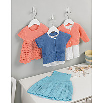 GIRL'S PINAFORE, DRESS & CARDIGANS IN SNUGGLY DK